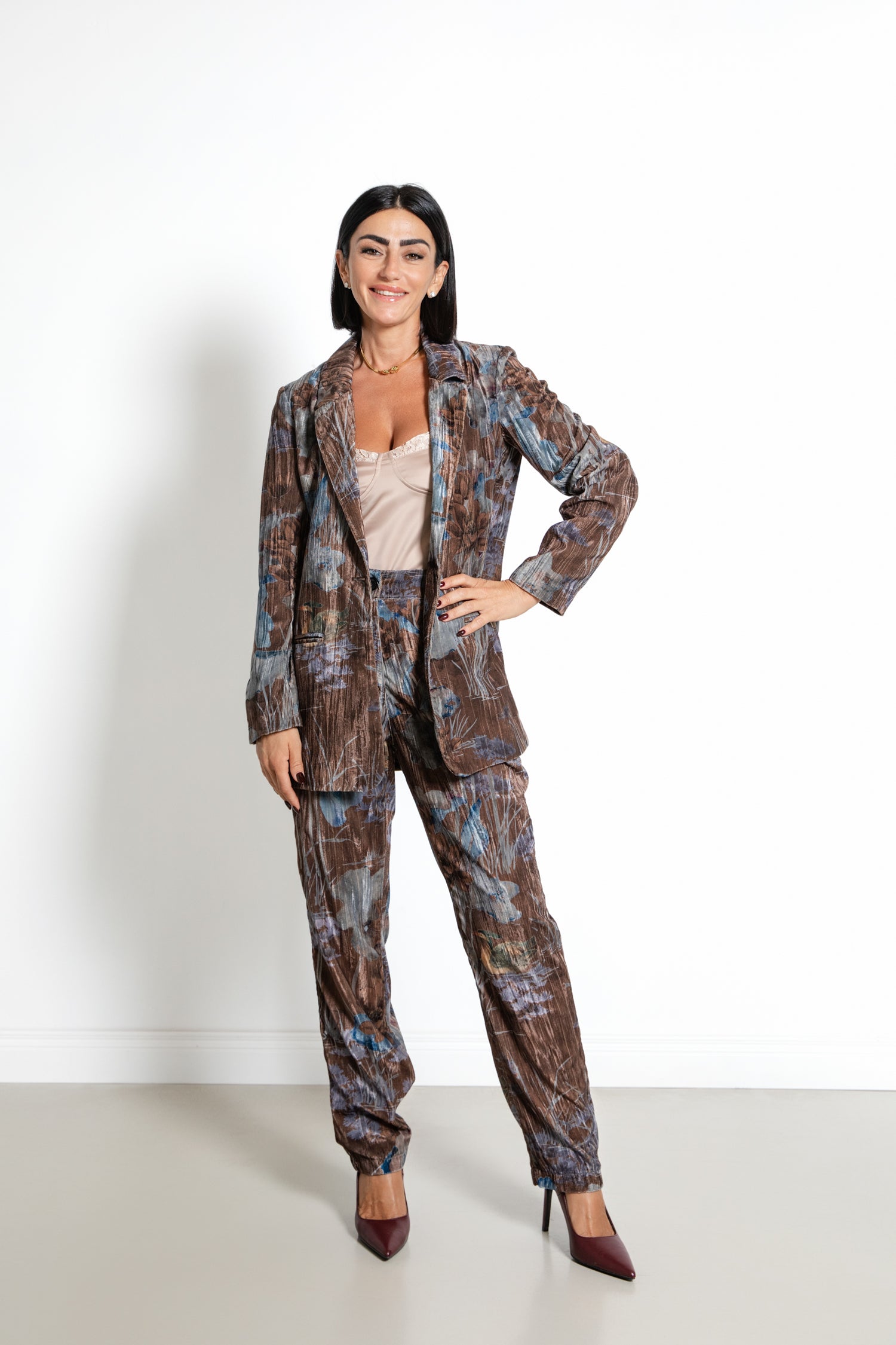 Blazer stampato fit regolare con tasche frontali