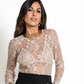 Body in pizzo con triangolo sovrapposto