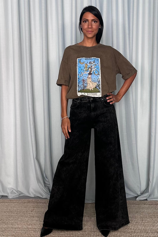 T-shirt maniche corte stampa carta illustrata