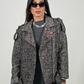 Bomber con zip, motivo spigato e spille decorative