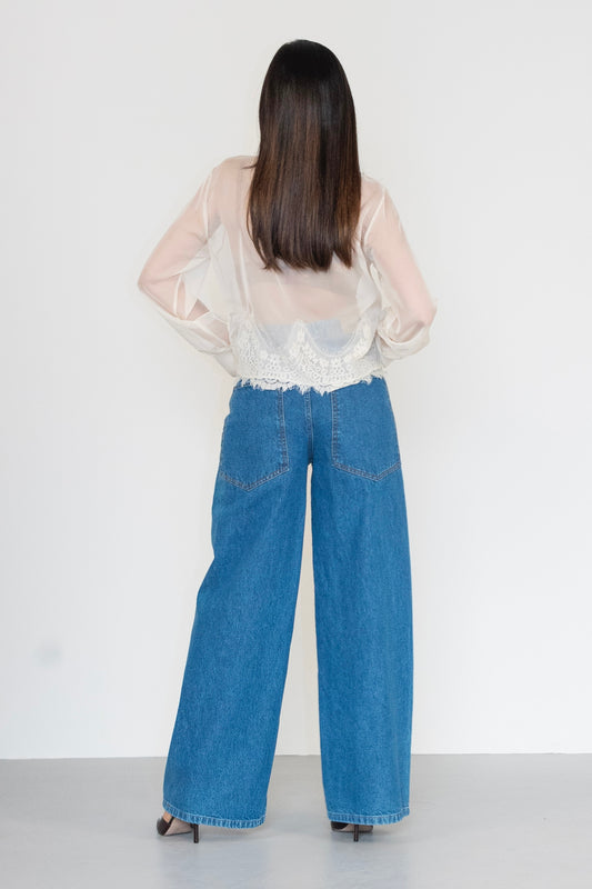 Jeans gamba dritta tasca bassa