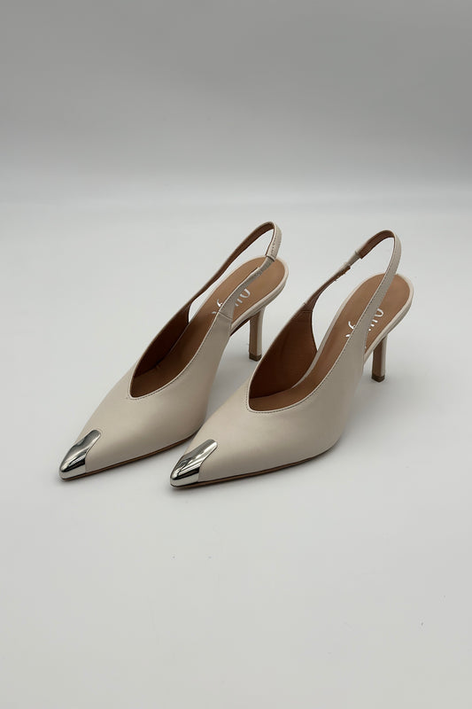 Ovyé Slingback Nappa Punta Metallo