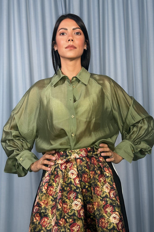 Camicia oversize con maniche ampie e polsini lunghi