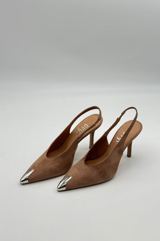 Ovyé Slingback Suede Punta Metallo
