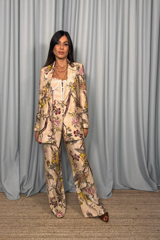Blazer stampato a fiori con chiusura a bottone