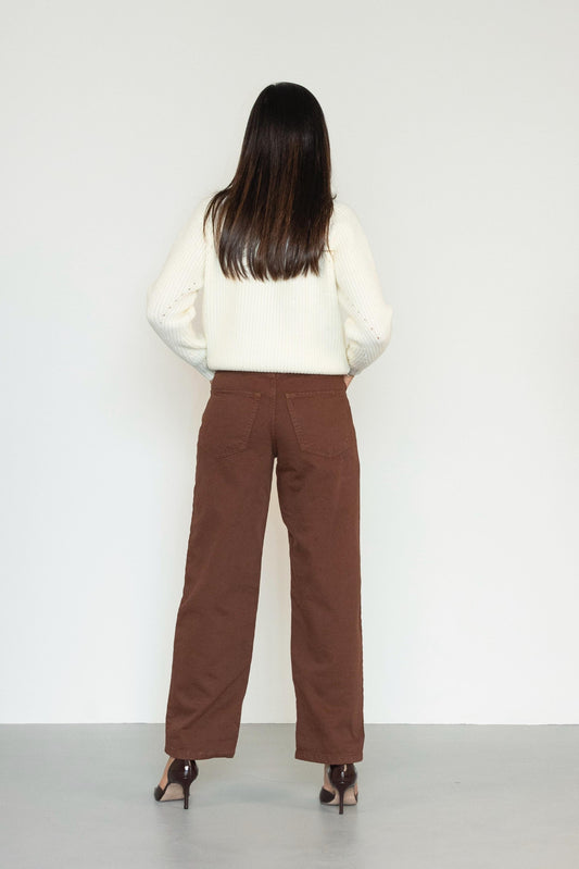 Trousers a gamba larga cropped