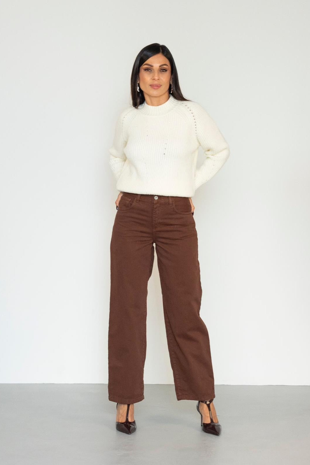 Trousers a gamba larga cropped