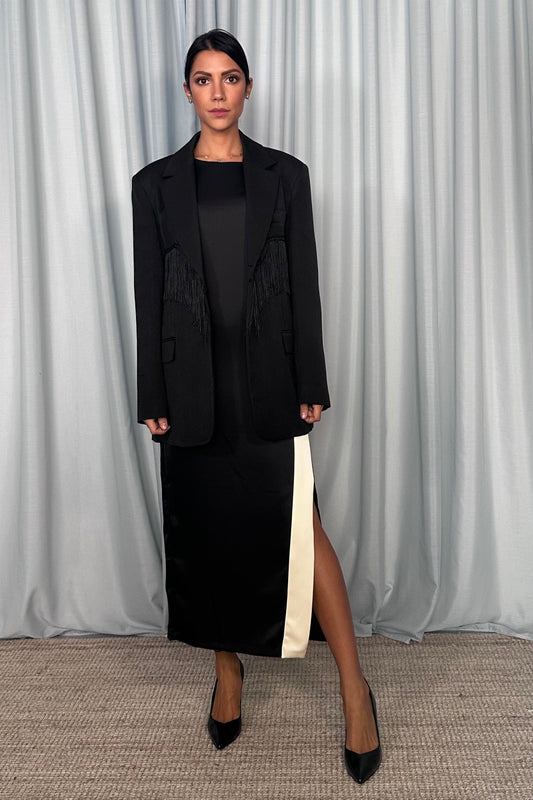 Blazer nero con frange