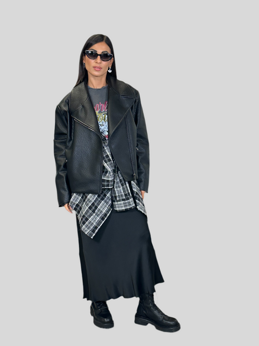 Giacca biker corta con zip e tasche