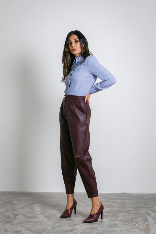 Trousers vita alta pinces dettaglio gamba ampia