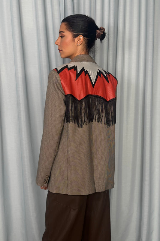 Blazer fantasia microcheck con dettagli spalla