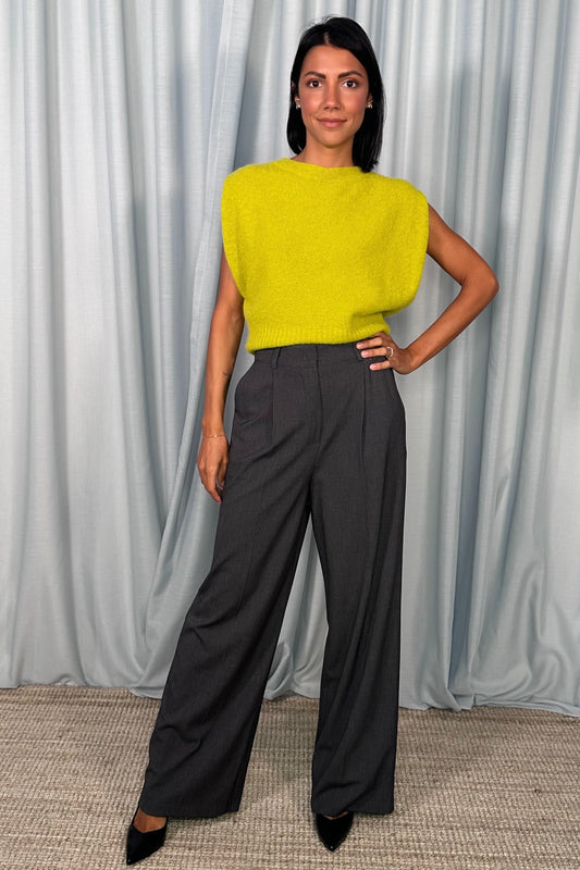Pantaloni palazzo vita alta con pinces frontali