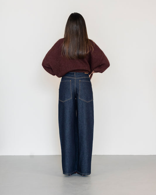 Jeans a gamba ampia vita alta con cinque tasche