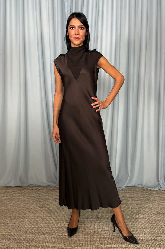 Abito satin con inserti viscosa
