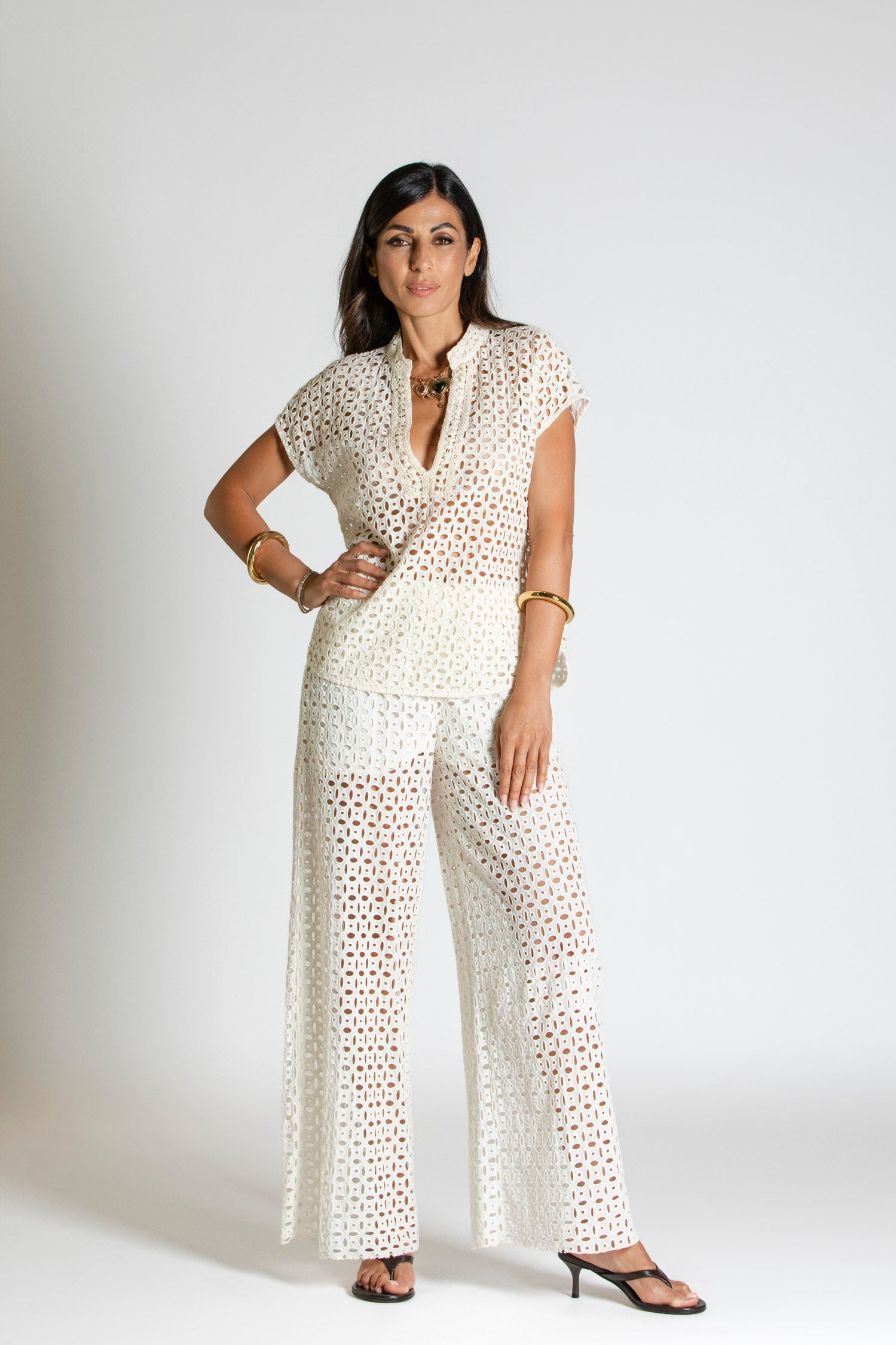 Camicia con motivo a rete