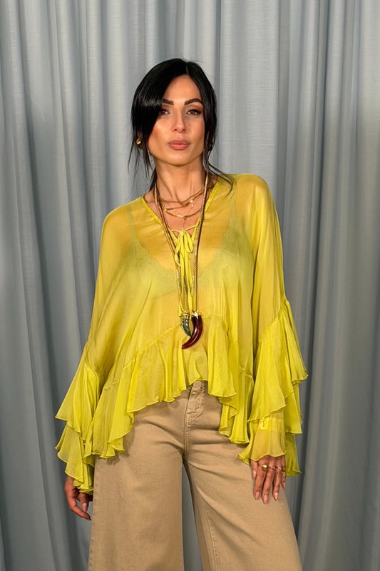 Camicia con volants ampi