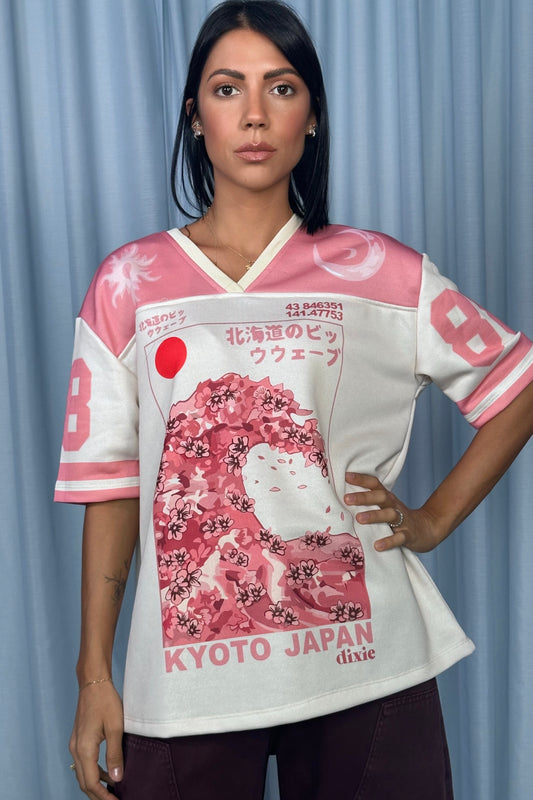 T-shirt maniche corte stampa kyoto grafica