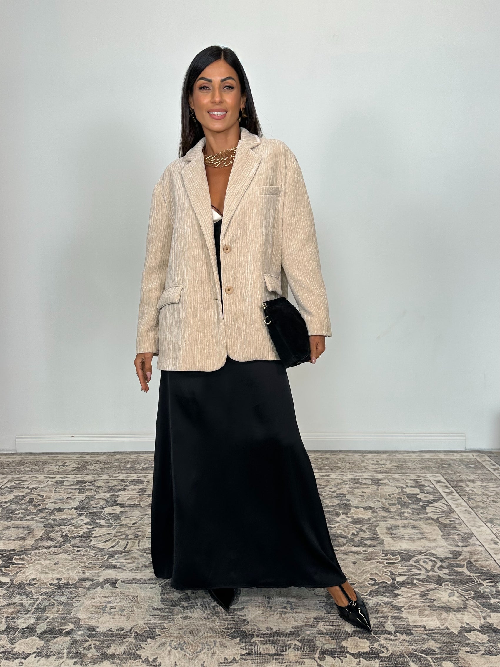 Blazer fit regolare con tasche a filetto