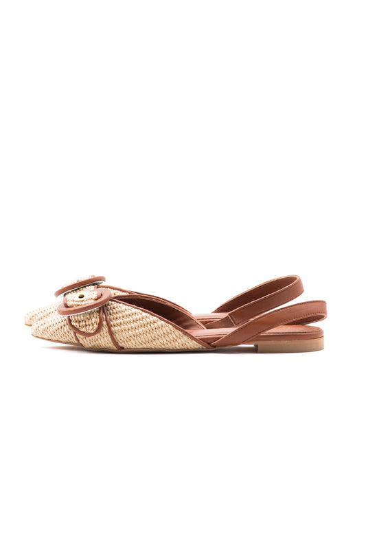 Slingback Flat Corda e  Nappa