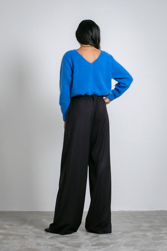 Trousers palazzo a vita alta con pinces frontali