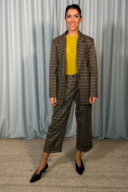 Blazer a quadri con tasche a pattina