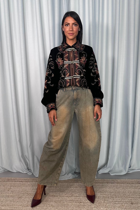 Jeans balloon fit con lavaggio sfumato