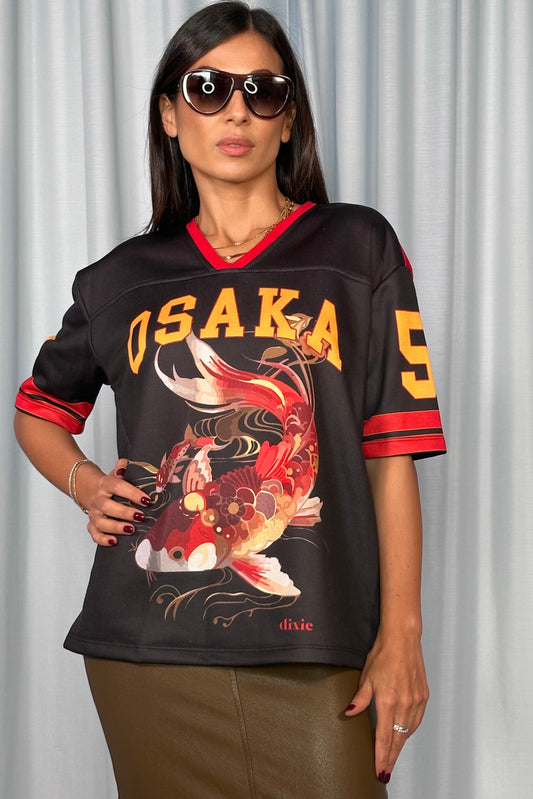 T-shirt maniche corte stampa osaka e pesce