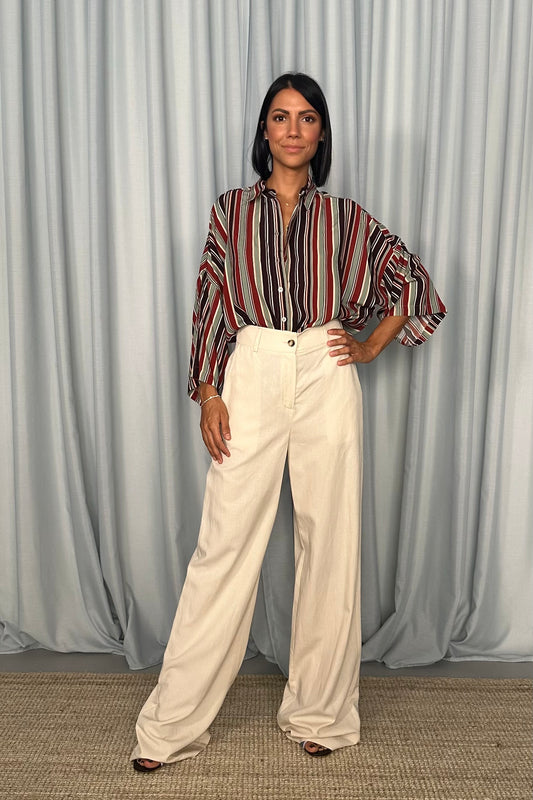Camicia oversize a righe con maniche ampie