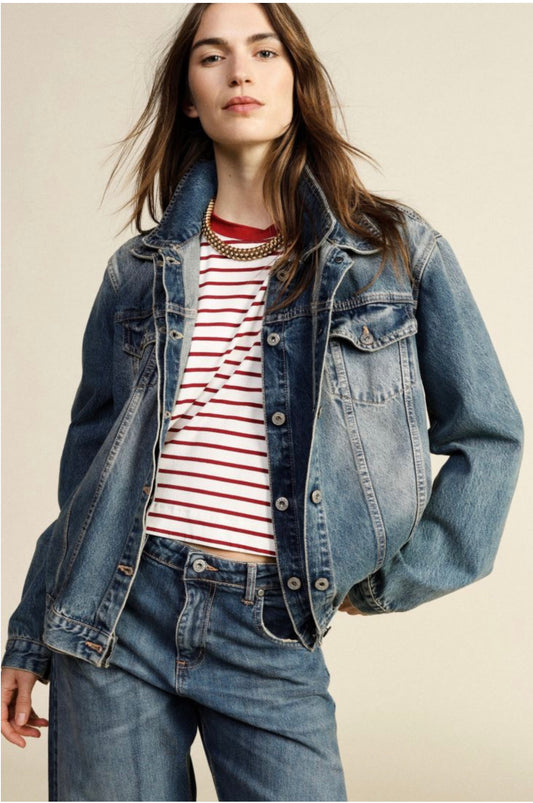 Giacca denim regular-fit con tasche frontali