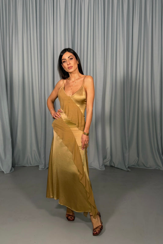 Abito con balze e spalline sottili