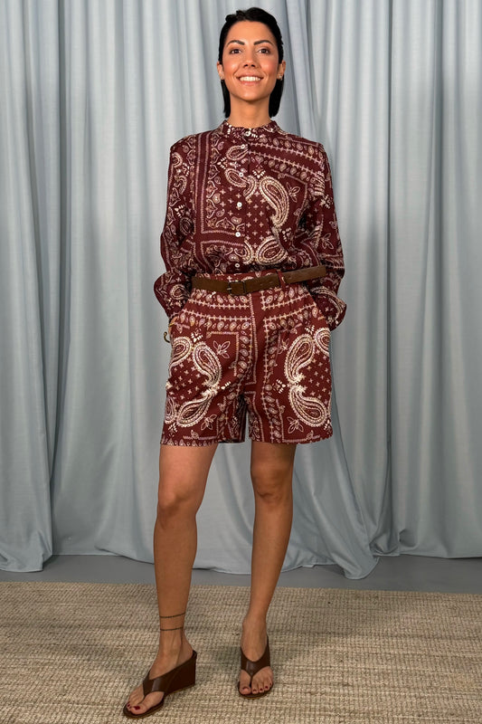 Shorts regular-fit con cintura e stampa paisley