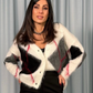 Cardigan ampio con motivo rombi e chiusura a bottoni