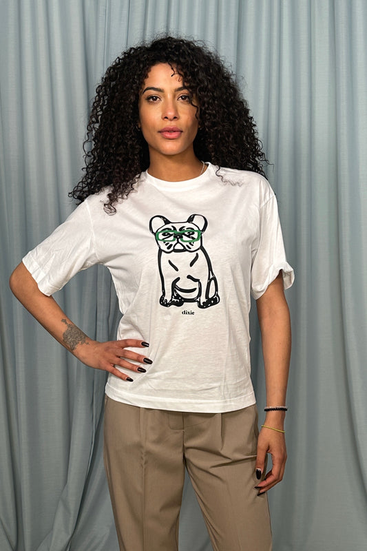 T-shirt a maniche corte stampa cane e fit regular