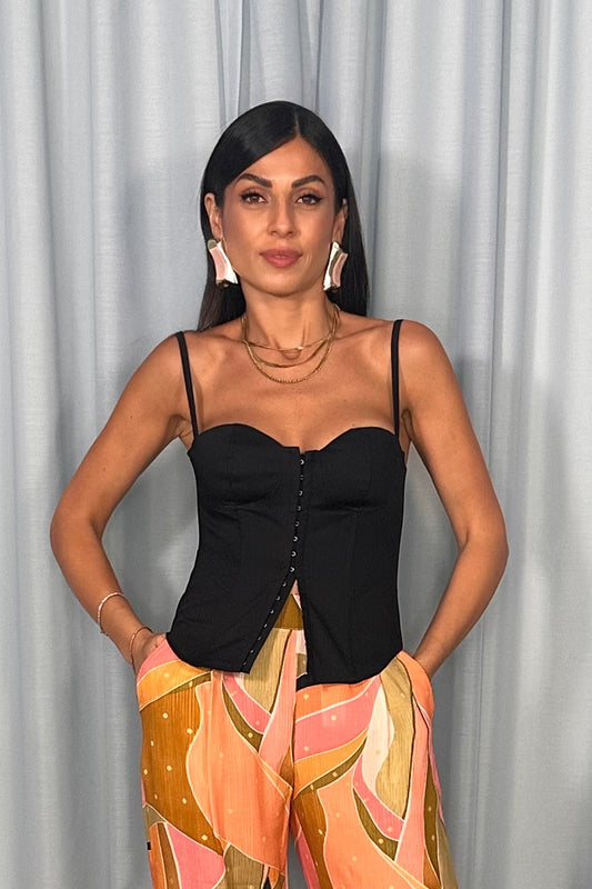 Top bustier con spalline sottili e scollo a cuore