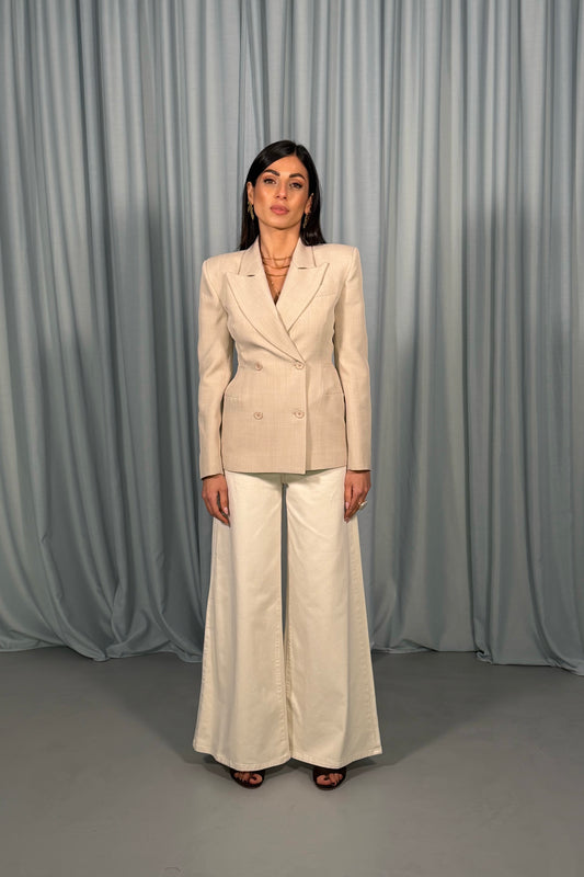 Blazer doppiopetto con revers ampio e tasca