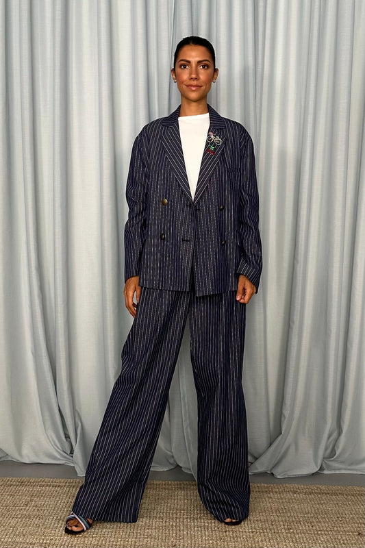 Blazer a righe con bottoni doppi