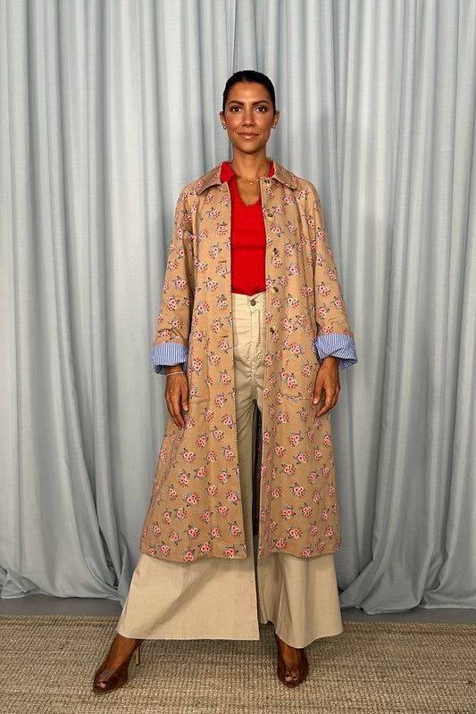 Cappotto fiori con ampie tasche