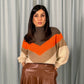 Maglione a blocchi con collo alto e maniche lunghe