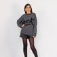 Pullover girocollo con scritta rock e bordo a contrasto