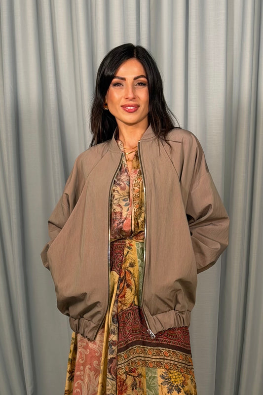 Bomber jacket con zip e fondo elasticizzato