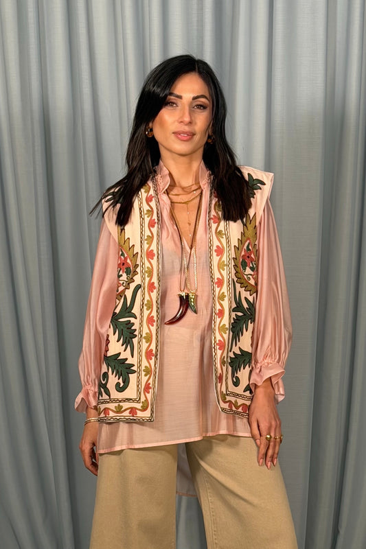 Gilet con stampa floreale geometrica
