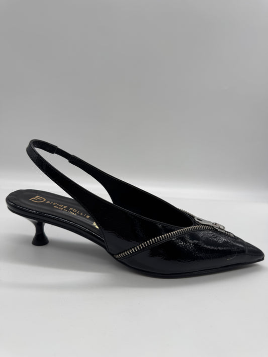 Slingback Zip naplack