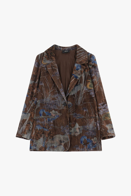 Blazer stampato fit regolare con tasche frontali