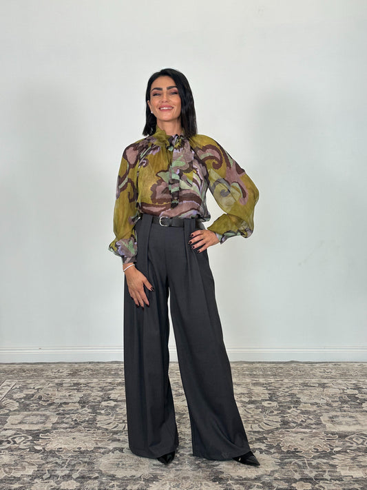 Camicia trasparente con fiocco