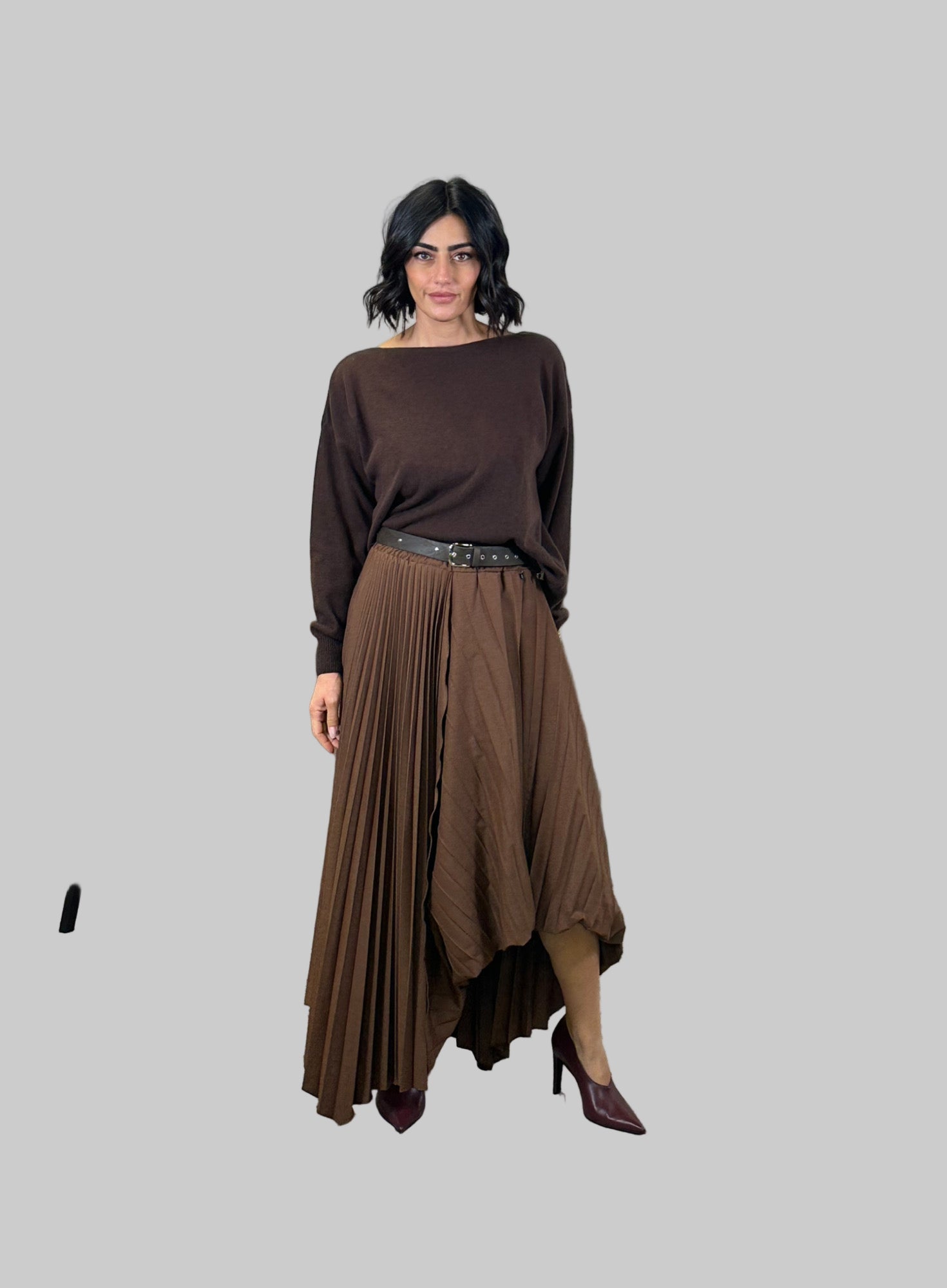 Gonna plissé asimmetrica con cintura