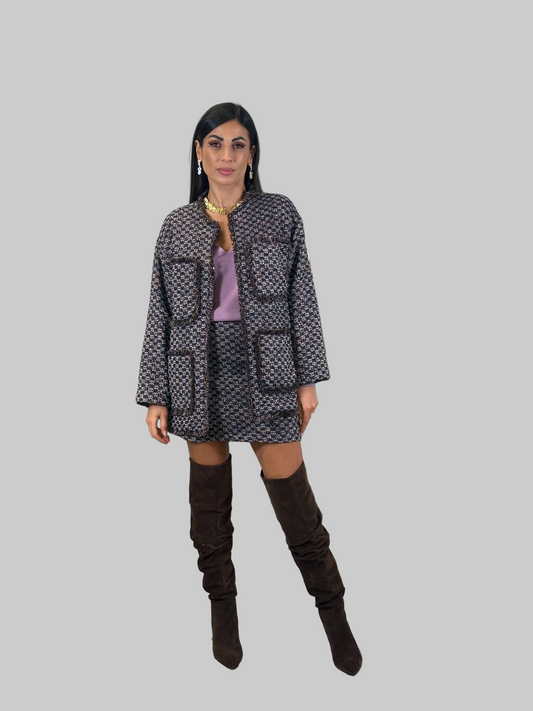 Tweed jacket con quattro tasche frontali