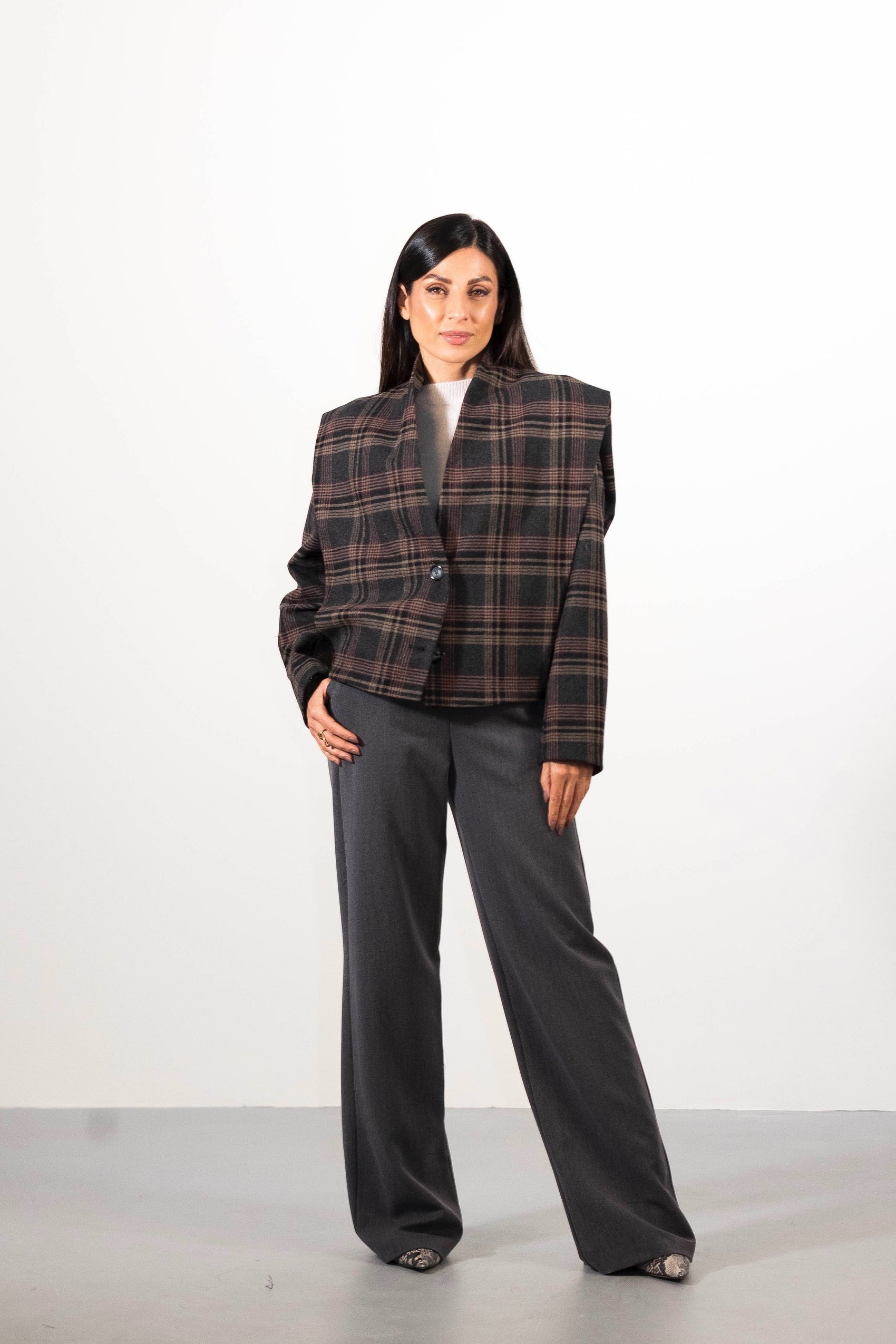 Giacca spalle ampie fantasia