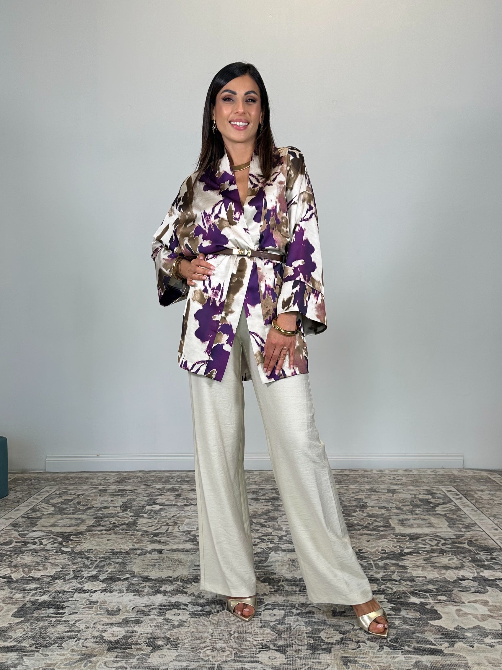 Kimono con maniche ampie fantasia
