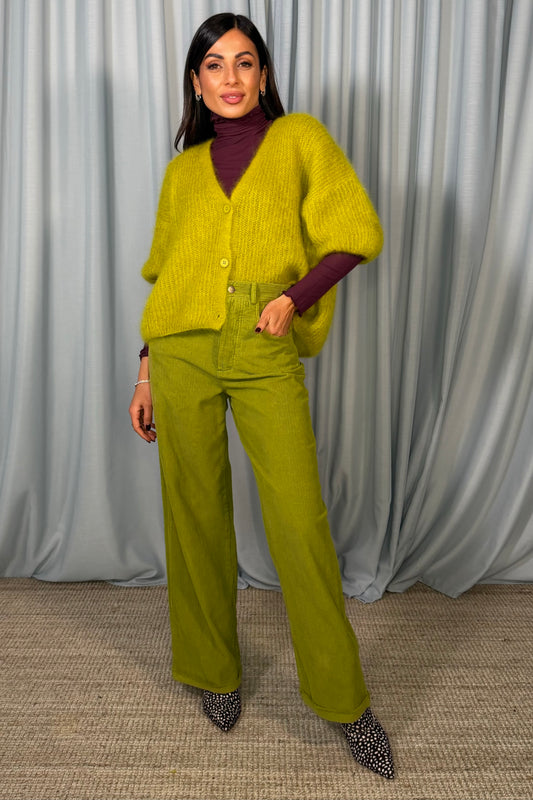 Pantaloni STEFY velluto mille righe a palazzo con patta anteriore