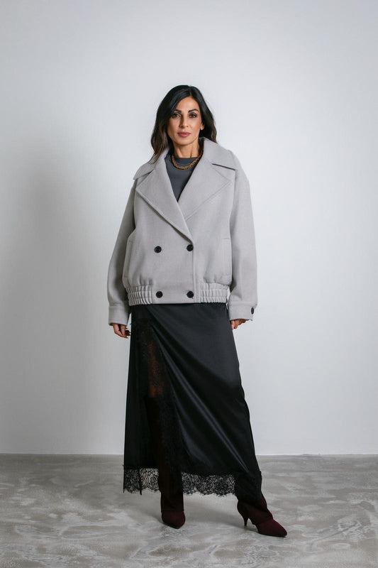 Gonna lunga con bordo in pizzo floreale